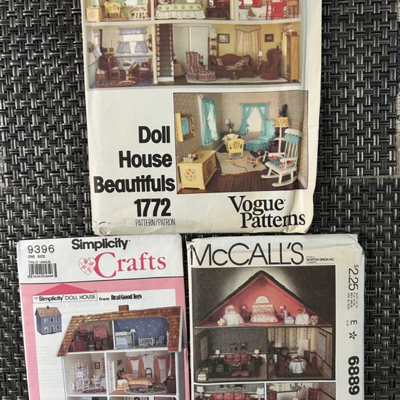 THREE Vintage Dollhouse Decor & Furniture Patterns VOGUE McCalls Simplicity NOS! - Picture 1 of 8